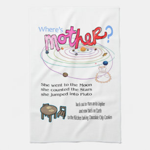 Waar is mama? Moederdag Keuken handdoek