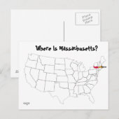 Waar is Massachusetts? Briefkaart (Voorkant / Achterkant)