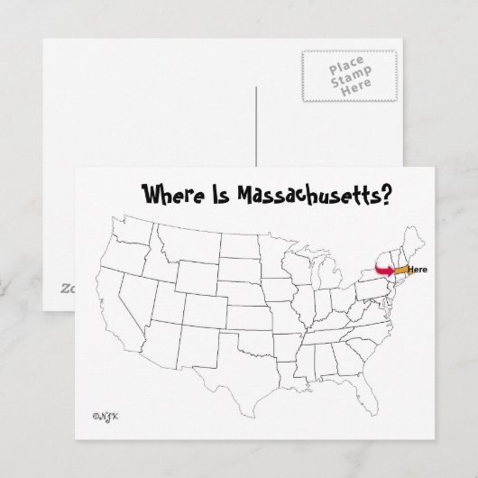 Waar is Massachusetts? Briefkaart (Voorkant / Achterkant)