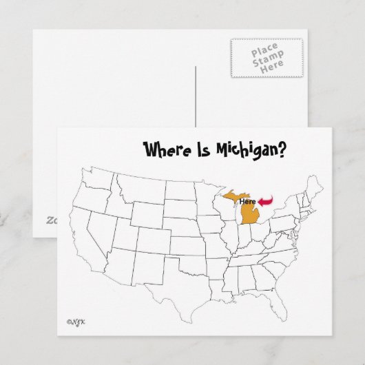 Waar is Michigan? Briefkaart (Voorkant / Achterkant)