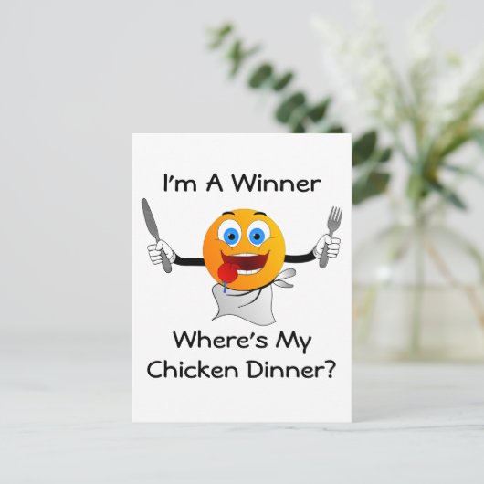 Waar is mijn Chicken Dinner Briefkaart (Staand voorkant)