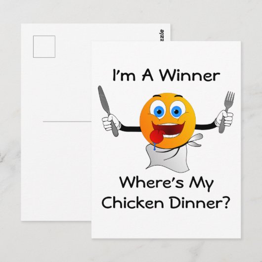Waar is mijn Chicken Dinner Briefkaart (Voorkant / Achterkant)