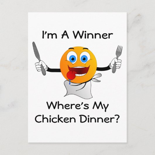 Waar is mijn Chicken Dinner Briefkaart (Voorkant)