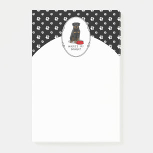 Waar is mijn diner? Rottweiler met Red Dog Dish Post-it® Notes