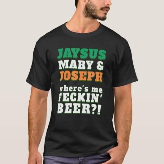 Waar is mijn FECKING BIER Grappig Iers Cuss Woord  T-shirt (Voorkant)