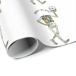 Waar is mijn geest Grappig Halloween Skelet Patroo Cadeaupapier