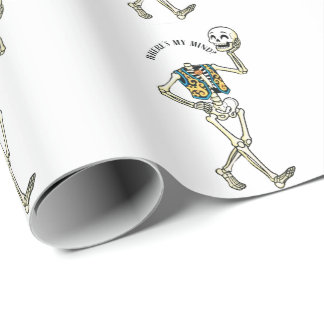 Waar is mijn geest Grappig Halloween Skelet Patroo Cadeaupapier