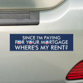 Waar is mijn huur? bumpersticker (Op auto)