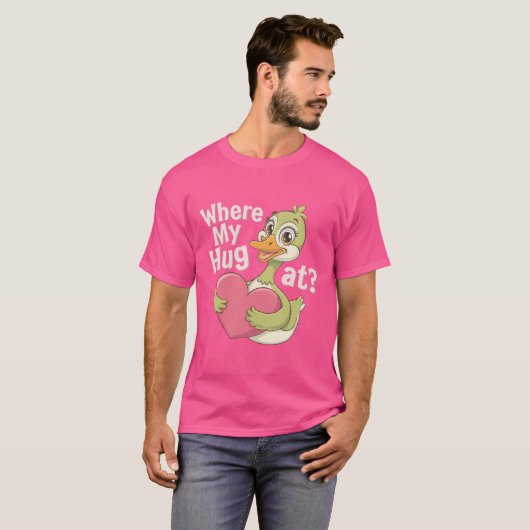 Waar is mijn knuffel? Funny Meme Schattige Goose T-shirt (Voorkant volledig)