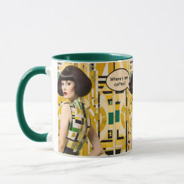 Waar is mijn koffie Retro schoonheid 60s koffiekop Mok