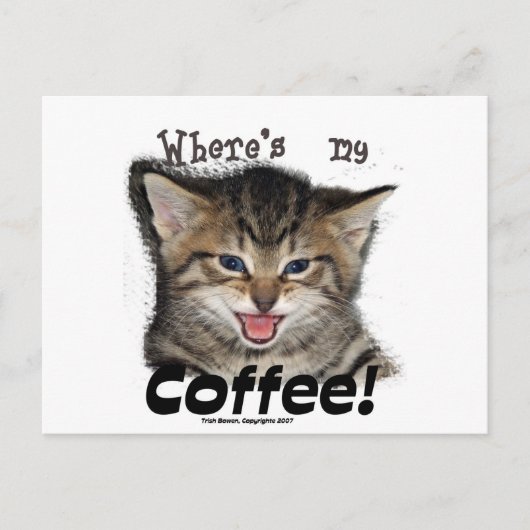 Waar is mijn koffiekat? briefkaart (Voorkant)