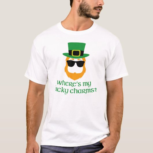 Waar is mijn Lucky Charms? St Patrick Day Leprecha T-shirt (Voorkant)