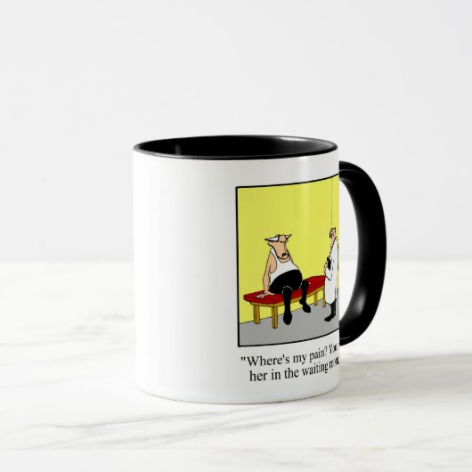 "Waar is mijn pijn?" Humor Mok Cadeaus (Voorkant rechts)