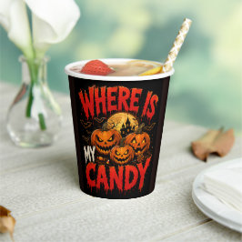 Waar is mijn snoep Halloween Pompoen T-Shirt | Spo Papieren Bekers