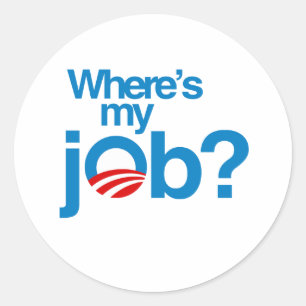 Waar is mijn werk? ronde sticker