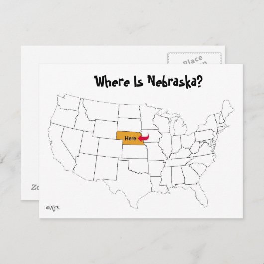 Waar is Nebraska? Briefkaart (Voorkant / Achterkant)
