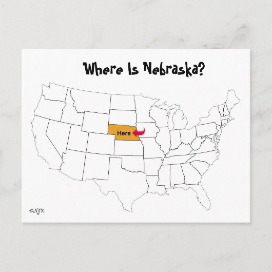Waar is Nebraska? Briefkaart (Voorkant)