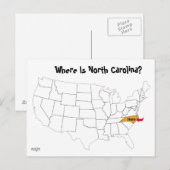 Waar is North Carolina? Briefkaart (Voorkant / Achterkant)