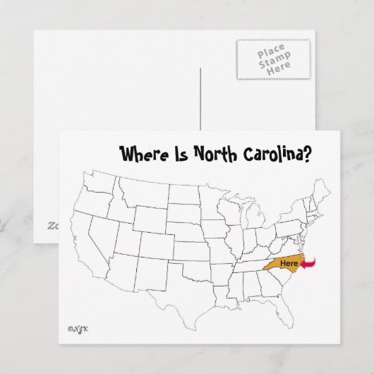 Waar is North Carolina? Briefkaart (Voorkant / Achterkant)