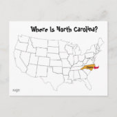 Waar is North Carolina? Briefkaart (Voorkant)