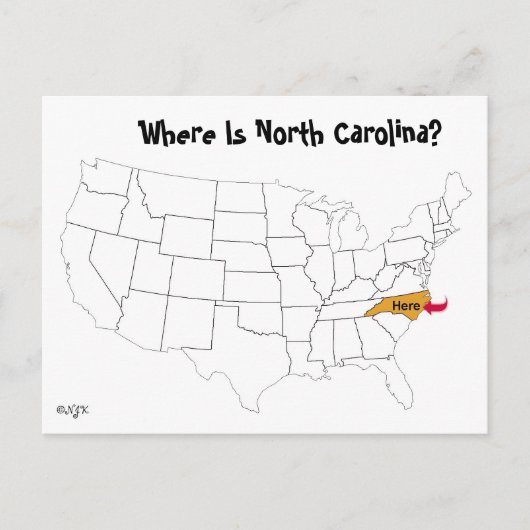 Waar is North Carolina? Briefkaart (Voorkant)