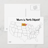 Waar is North Dakota? Briefkaart (Voorkant / Achterkant)