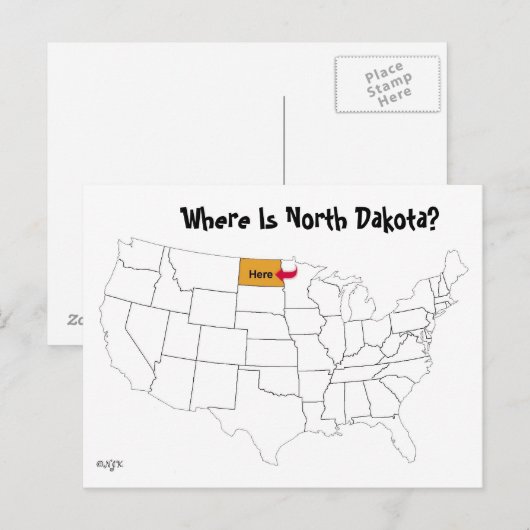 Waar is North Dakota? Briefkaart (Voorkant / Achterkant)