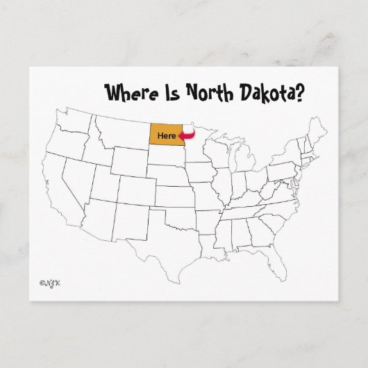 Waar is North Dakota? Briefkaart (Voorkant)