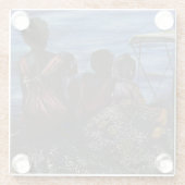 Waar is papa? Harbor Island Glazen Onderzetter (Achterkant)