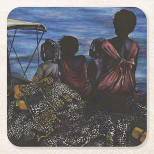 Waar is papa? Harbour Island, Bahamas Kartonnen Onderzetters