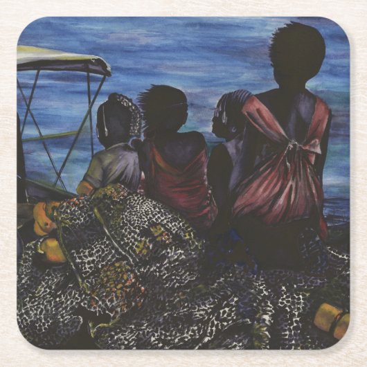 Waar is papa? Harbour Island, Bahamas Kartonnen Onderzetters (Voorkant)