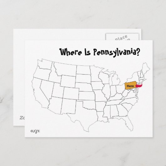 Waar is Pennsylvania? Briefkaart (Voorkant / Achterkant)