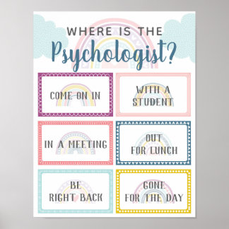 Waar is Psycholoog Kantoor Deurteken Regenboog? Poster