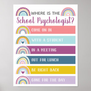 Waar is Psycholoog Kantoor Deurteken Regenboog? Poster