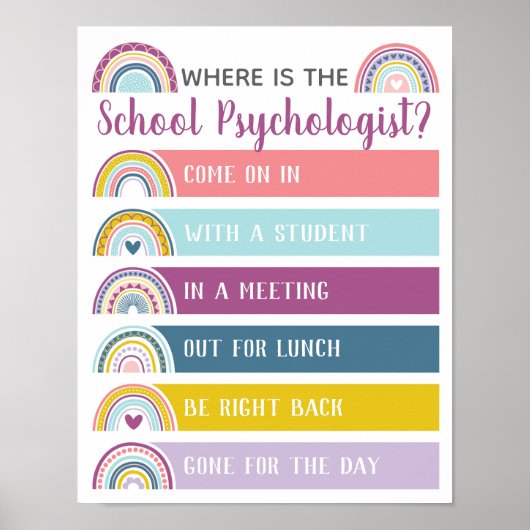 Waar is Psycholoog Kantoor Deurteken Regenboog? Poster (Voorkant)