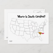 Waar is South Carolina? Briefkaart (Voorkant / Achterkant)