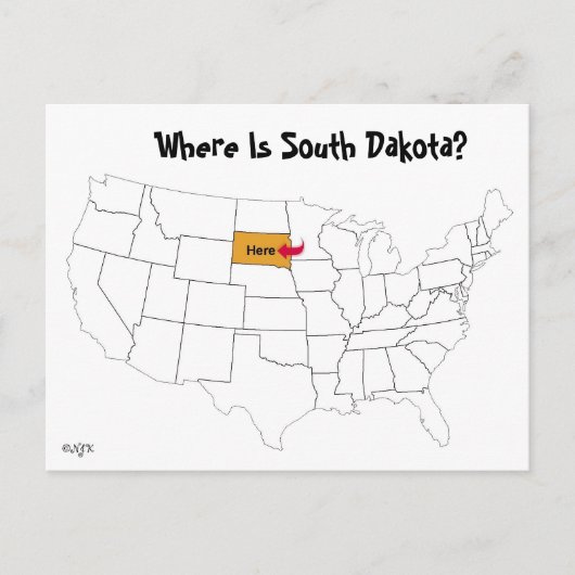 Waar is South Dakota? Briefkaart (Voorkant)