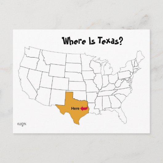Waar is Texas? Briefkaart (Voorkant)