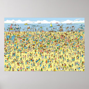 Waar is Waldo op het strand? Poster