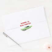 Waar is zwerver farto? ronde sticker (Envelop)