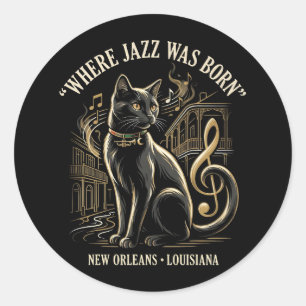 Waar Jazz Geboren Is New Orleans Black Cat Erfgoed Ronde Sticker