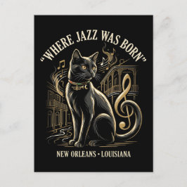 Waar Jazz Geboren Is New Orleans Zwarte Kat Erfgoe Briefkaart