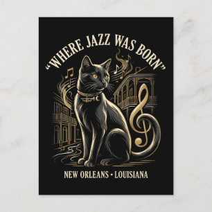 Waar Jazz Geboren Is New Orleans Zwarte Kat Erfgoe Briefkaart