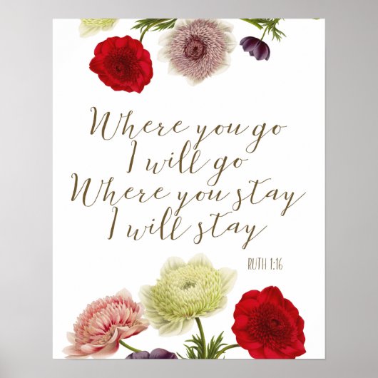 Waar je heen gaat, zal ik Ruth bible verse art Poster (Voorkant)