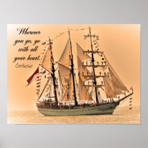 Waar je ook bent - Confucius Quote twee - Kunstafd Poster