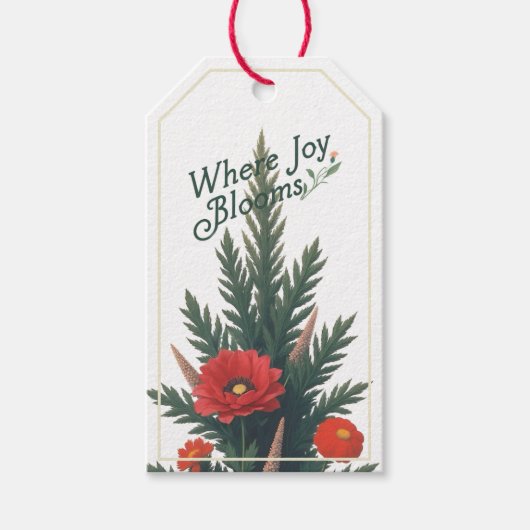 Waar Joy Blooms Gift Label | vakantie. Christmas Cadeaulabel (Voorkant)