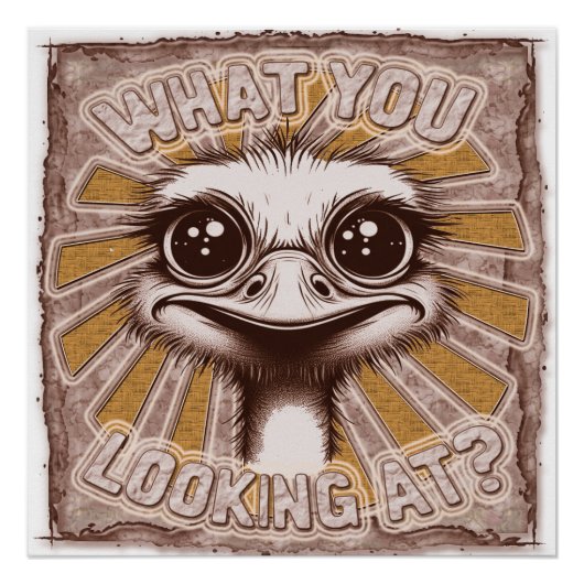 Waar kijk je naar? struisvogelglanzend Poster (Voorkant)