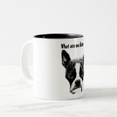 Waar kijk je naar? tweekleurige koffiemok (Voorkant links)