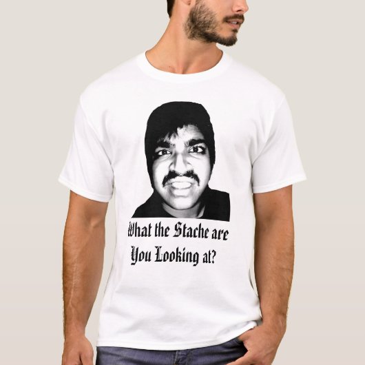 Waar kijkt de Stache naar? T-shirt (Voorkant)