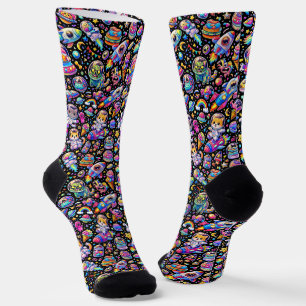 Waar koop je coole sokken 00378 Space Theme Socks